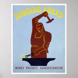 Blacksmith Forging 1940 WPA Poster