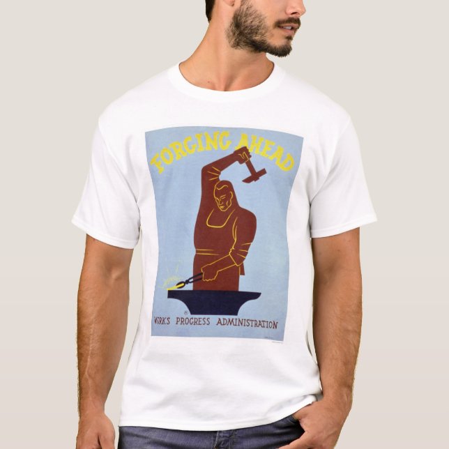 Blacksmith Forging 1940 WPA T-Shirt (Front)