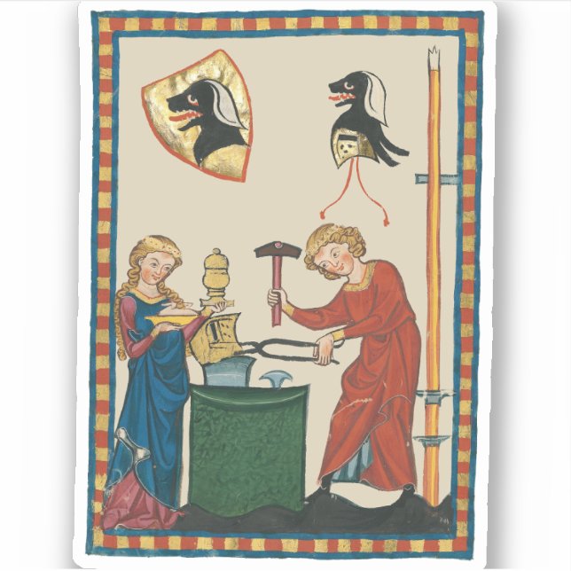 Blacksmith Forging Helmet Mediaeval Art (Front)