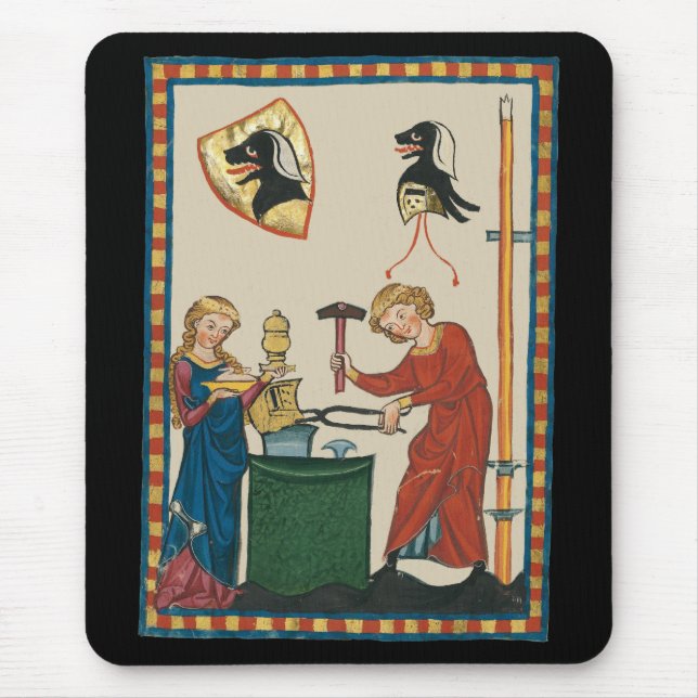 Blacksmith Forging Helmet Mediaeval Art Mouse Mat (Front)
