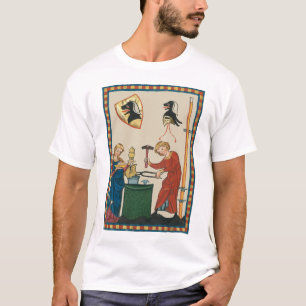 Blacksmith Forging Helmet Mediaeval Art T-Shirt