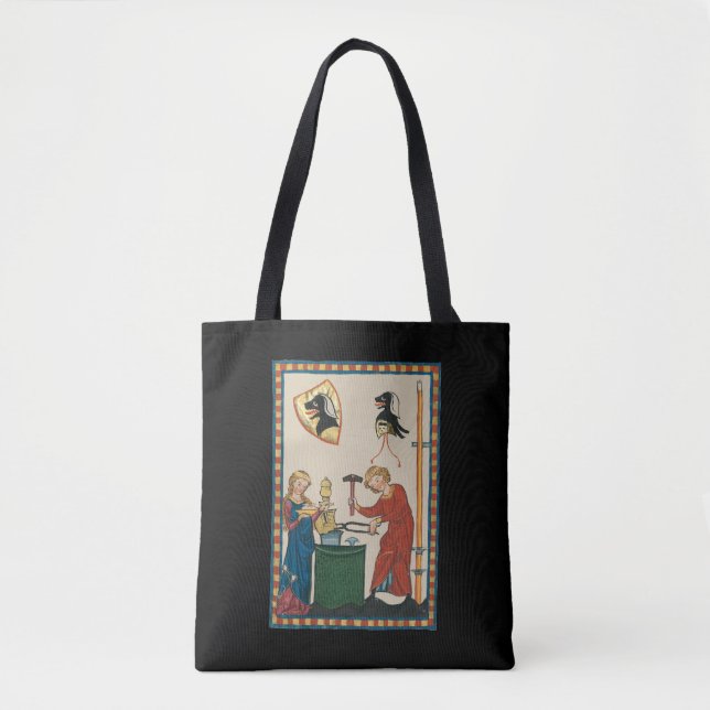 Blacksmith Forging Helmet Mediaeval Art Tote Bag (Front)