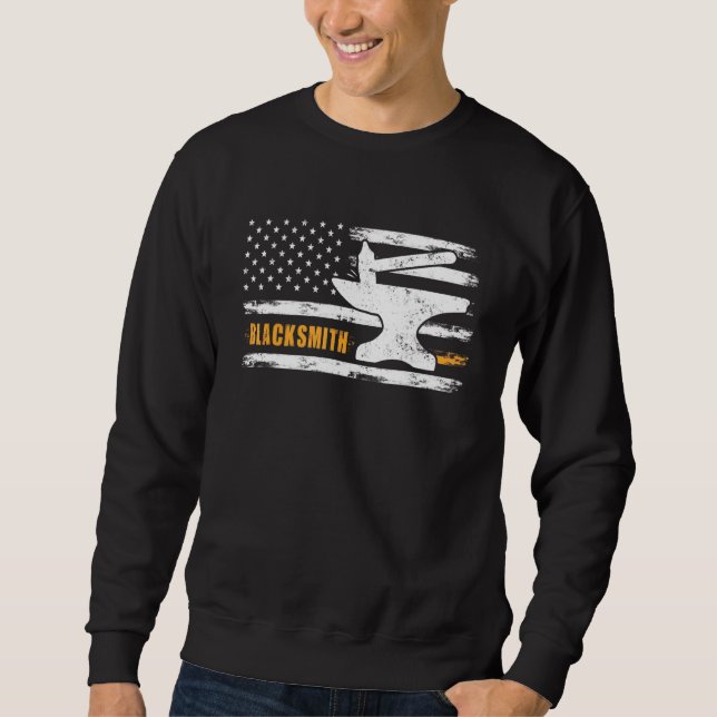 Blacksmith Hammer Anvil Flag Knife Maker Steel Pre Sweatshirt (Front)