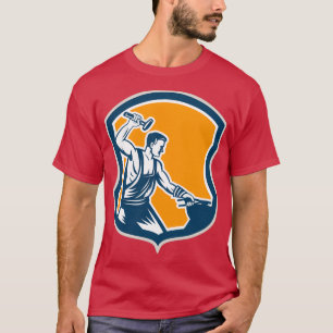 Blacksmith Hammering Pliers Shield Retro T-Shirt