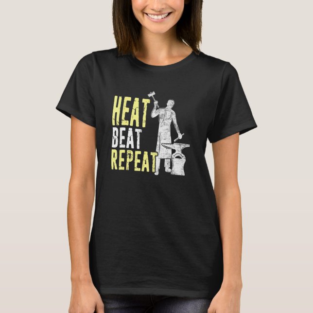 Blacksmith Heat Beat Repeat Retro Vintage Distress T-Shirt (Front)