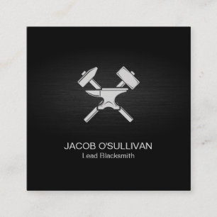 Blacksmith Iron Works Metal  Square Business Card
