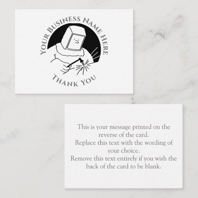 Blacksmith or Metalworker Thank You Note Card (Front/Back)
