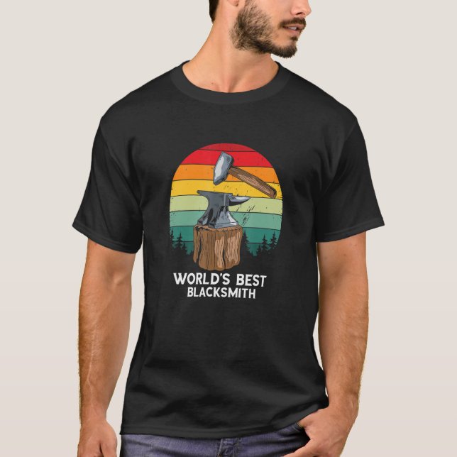 Blacksmith Retro World's Best Blacksmith Worker Fo T-Shirt (Front)