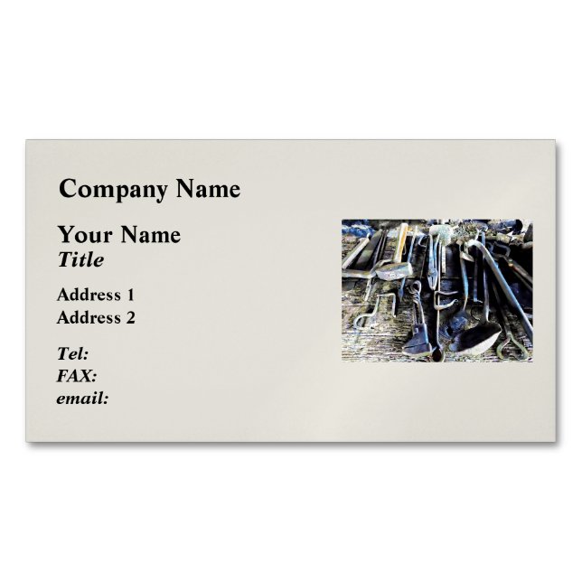 Blacksmith Tools Magnetic Business Card (Front)