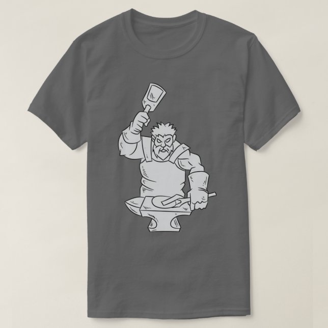 Blacksmith with anvil hammer and pliers T T-Shirt (Design Front)