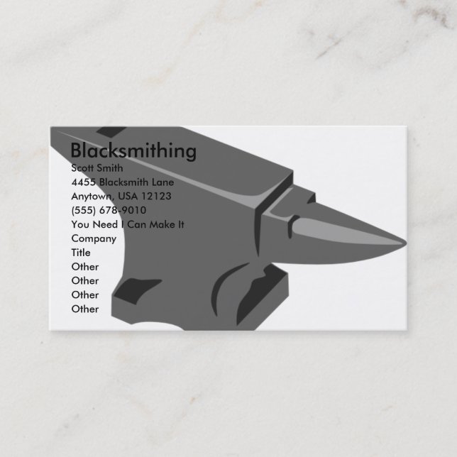 Blacksmithing Business Card (Front)
