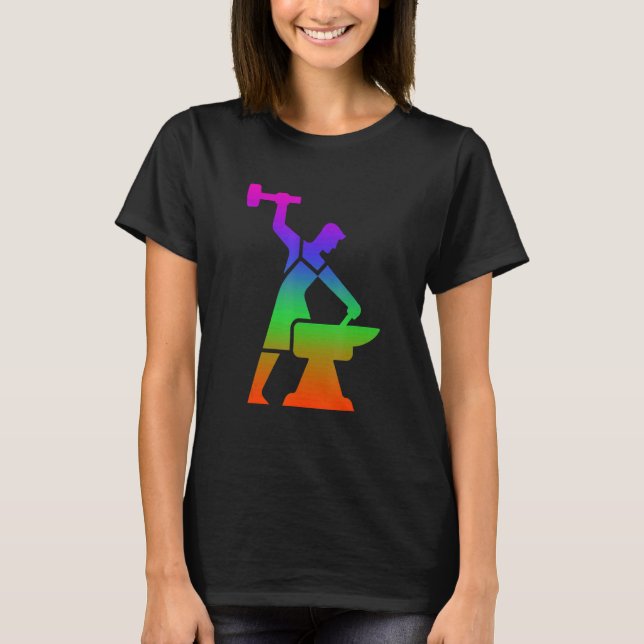 Blacksmithing Shadows In Rainbow Colour T-Shirt (Front)