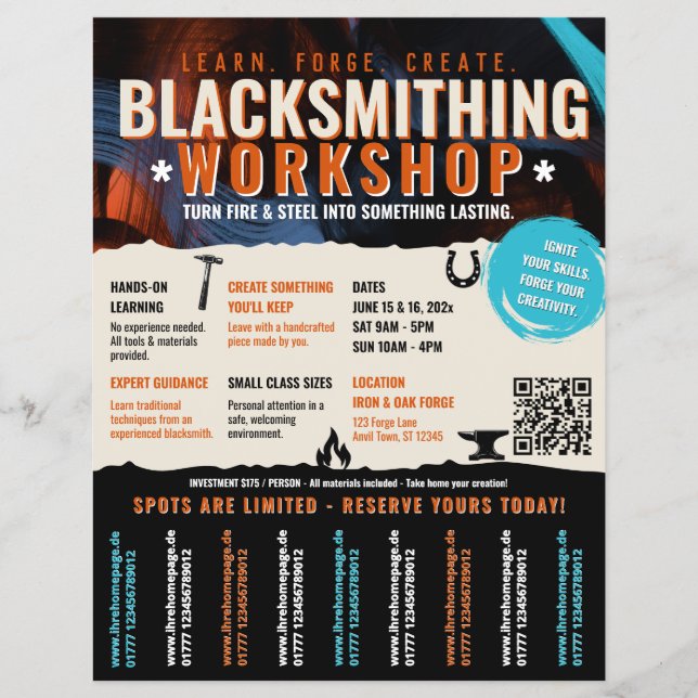 Blacksmithing workshop Flyer pure (Front)