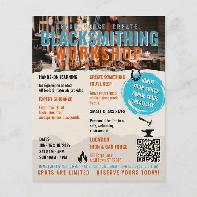 Blacksmithing workshop Flyer small  (Front)
