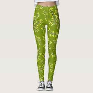 Blackthorn branches green leggings