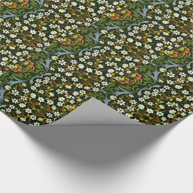Blackthorn, famous William Morris pattern Wrapping Paper (Corner)