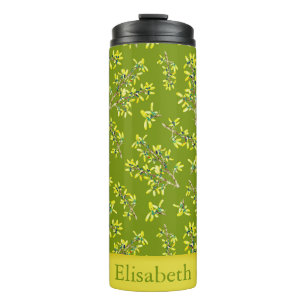 Blackthorn green pattern personalised thermal tum tumbler
