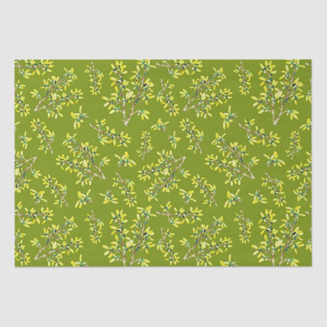 Blackthorn green pattern  tissue paper (Front)