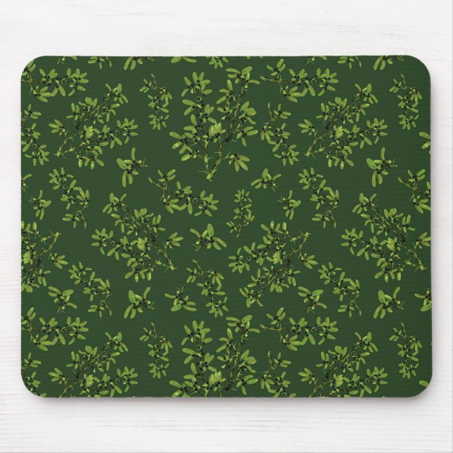Blackthorn Pattern Deep  Green Mouse Mat (Front)