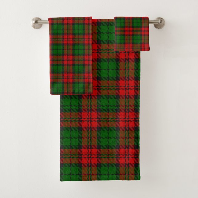 Blackwatch Campbell Tartan Red Green Plaid Bath Towel Set (Insitu)