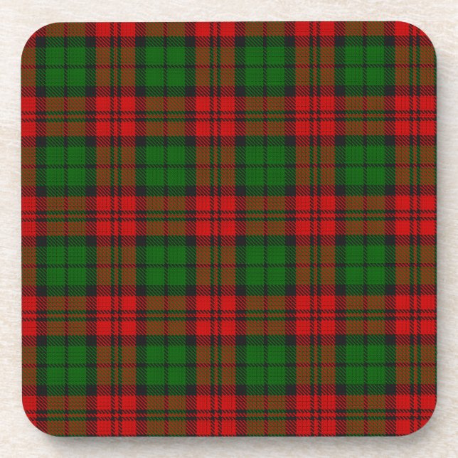 Blackwatch Campbell Tartan Red Green Plaid Coaster (Front)
