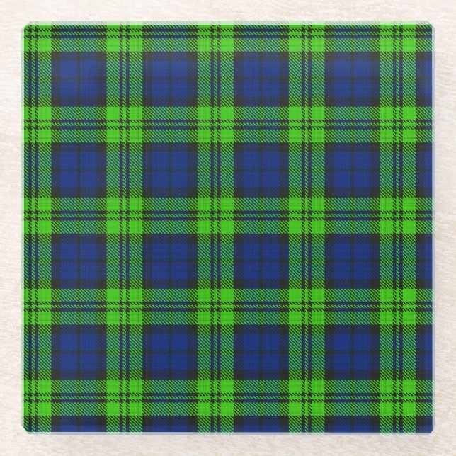 Blackwatch Plaid Tartan Glass Coaster (Front)