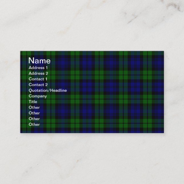 Blackwatch tartan Campbell clan Business Card (Front)