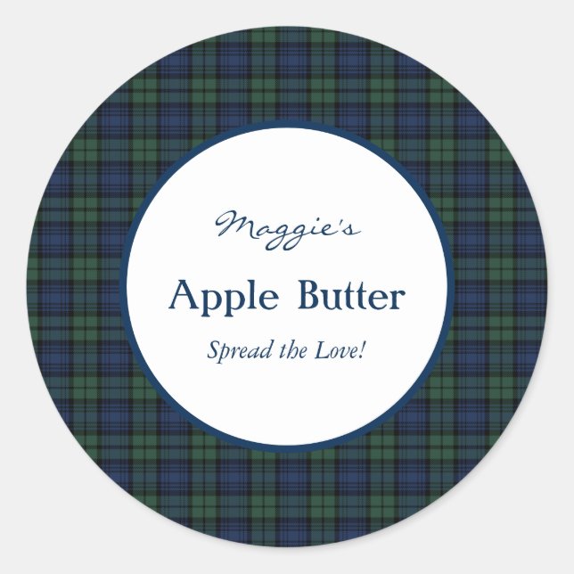 Blackwatch Tartan  Plaid Jam Jar Labelsl Classic Round Sticker (Front)