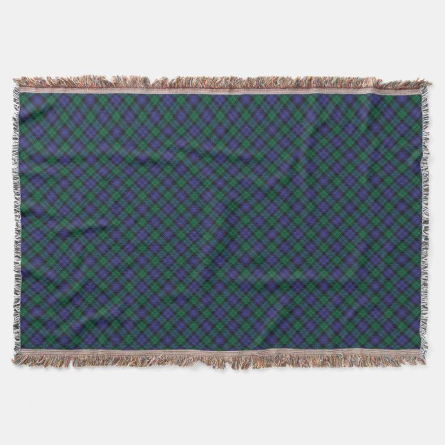 Blackwatch Tartan Royal Scottish Plaid Pattern Throw Blanket (Front)