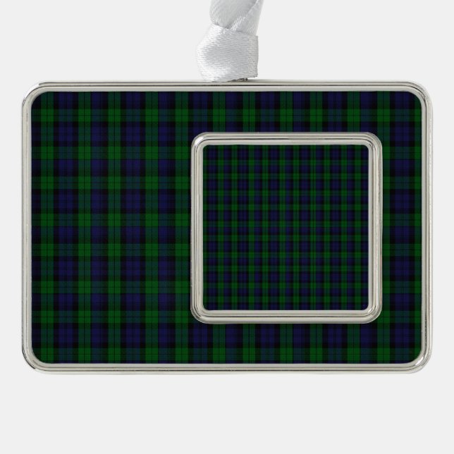 Blackwatch Tartan Silver Plated Framed Ornament (Front)