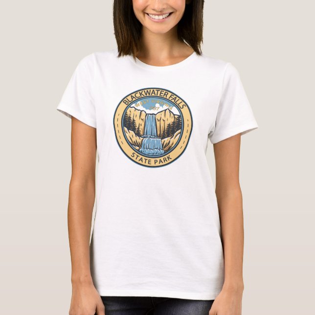Blackwater Falls State Park West Virginia Badge T-Shirt (Front)