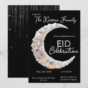  Blackwhite elegant Crescent Eid Party Invitation 
