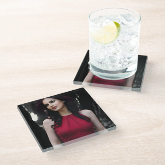 BlackWhiteRed glass coaster