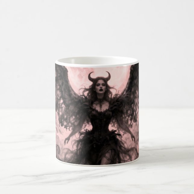 Blackwing Moon - AI Fantasy Digital Art Print Coffee Mug (Center)