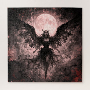 Blackwing Moon - AI Fantasy Digital Art Print Jigsaw Puzzle