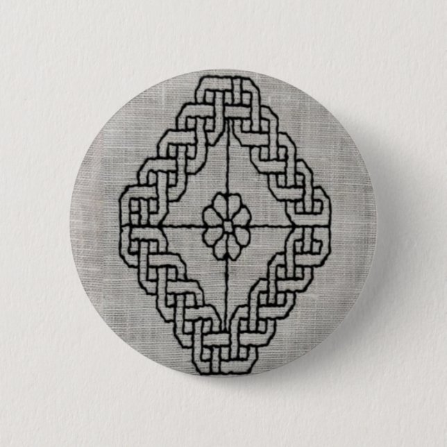 Blackwork embroidery button (Front)