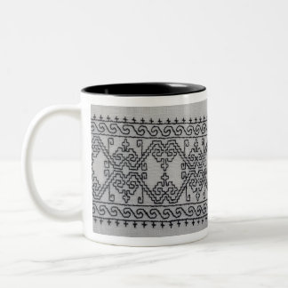 Blackwork embroidery two tone mug