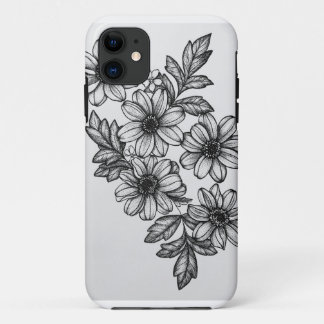 Blackwork Flowers Phone Case