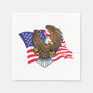 Blad Eagle and American Flag Napkin