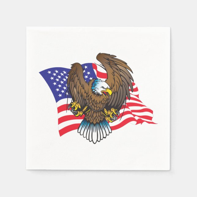 Blad Eagle and American Flag Napkin (Front)