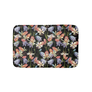 Bladder Campion Bells: Watercolor Floral Bath Mat