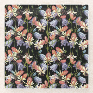 Bladder Campion Bells: Watercolor Floral Glass Coaster