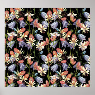 Bladder Campion Bells: Watercolor Floral Poster