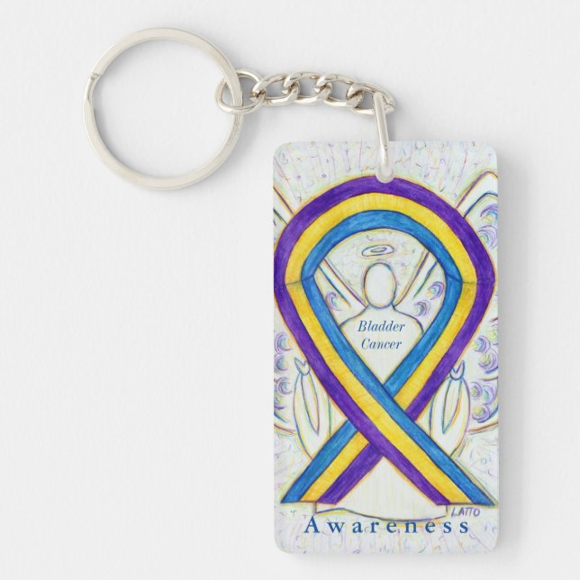 Bladder Cancer Angel Awareness Ribbon Keychain (Front)