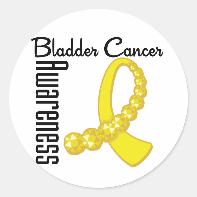 Bladder Cancer Awareness Gemstone Ribbon Classic Round Sticker (Front)
