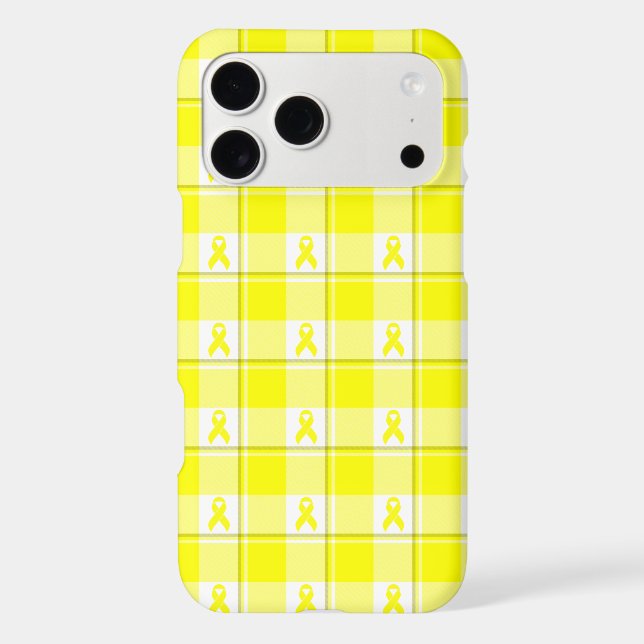 Bladder Cancer Awareness Plaid Phone Case, Yellow (Back)