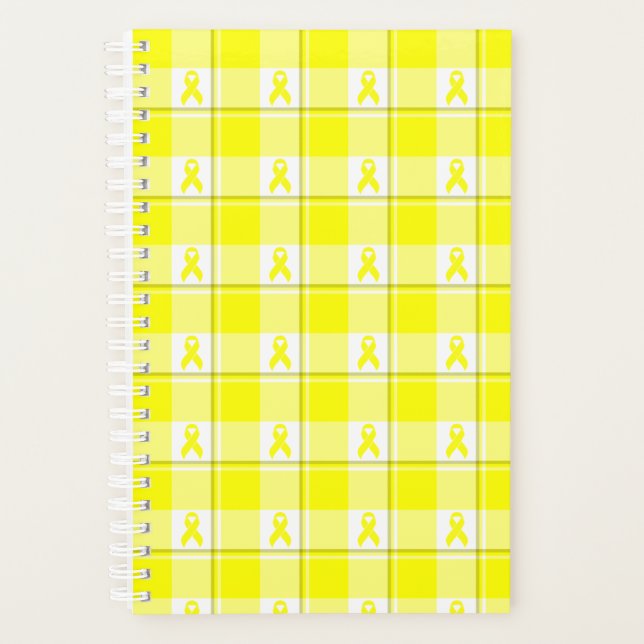 Bladder Cancer Awareness Plaid Planner, Yellow Planner (Front)
