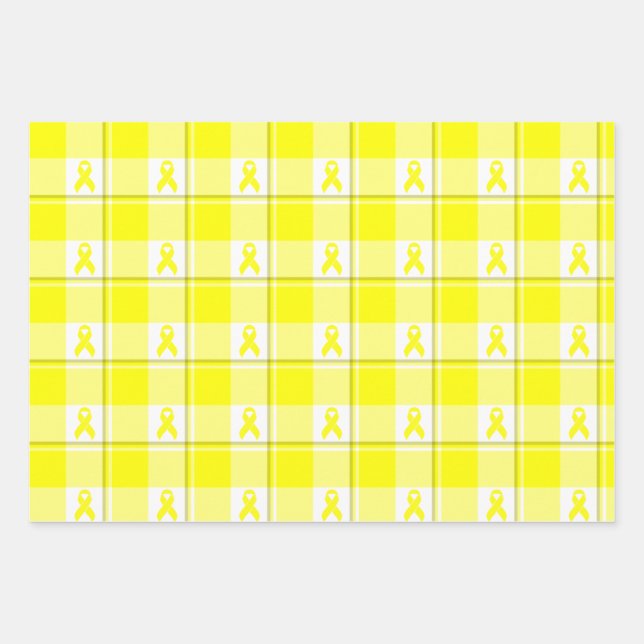 Bladder Cancer Awareness Plaid Wrapping Paper (Front)