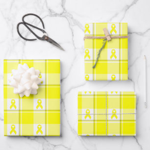 Bladder Cancer Awareness Plaid Wrapping Paper