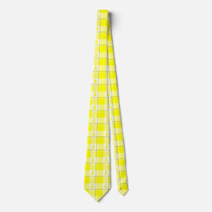 Bladder Cancer Awareness Plaid Yellow Ribbon Tie